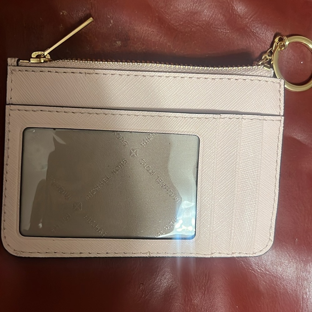 NWT Michael Kors Pink Jet Set Small Leather Coin Case Card ID Wallet Keychain - Picture 2 of 3